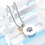 Paw Print Pet Memorial Pendant with Bone Charm