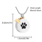 Paw Print Pet Memorial Pendant with Bone Charm