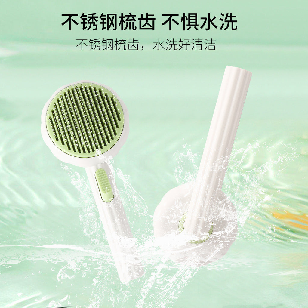 Pumpkin Cat Grooming Brush with Hair-Release Button