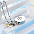 Paw Print Pet Memorial Pendant with Bone Charm