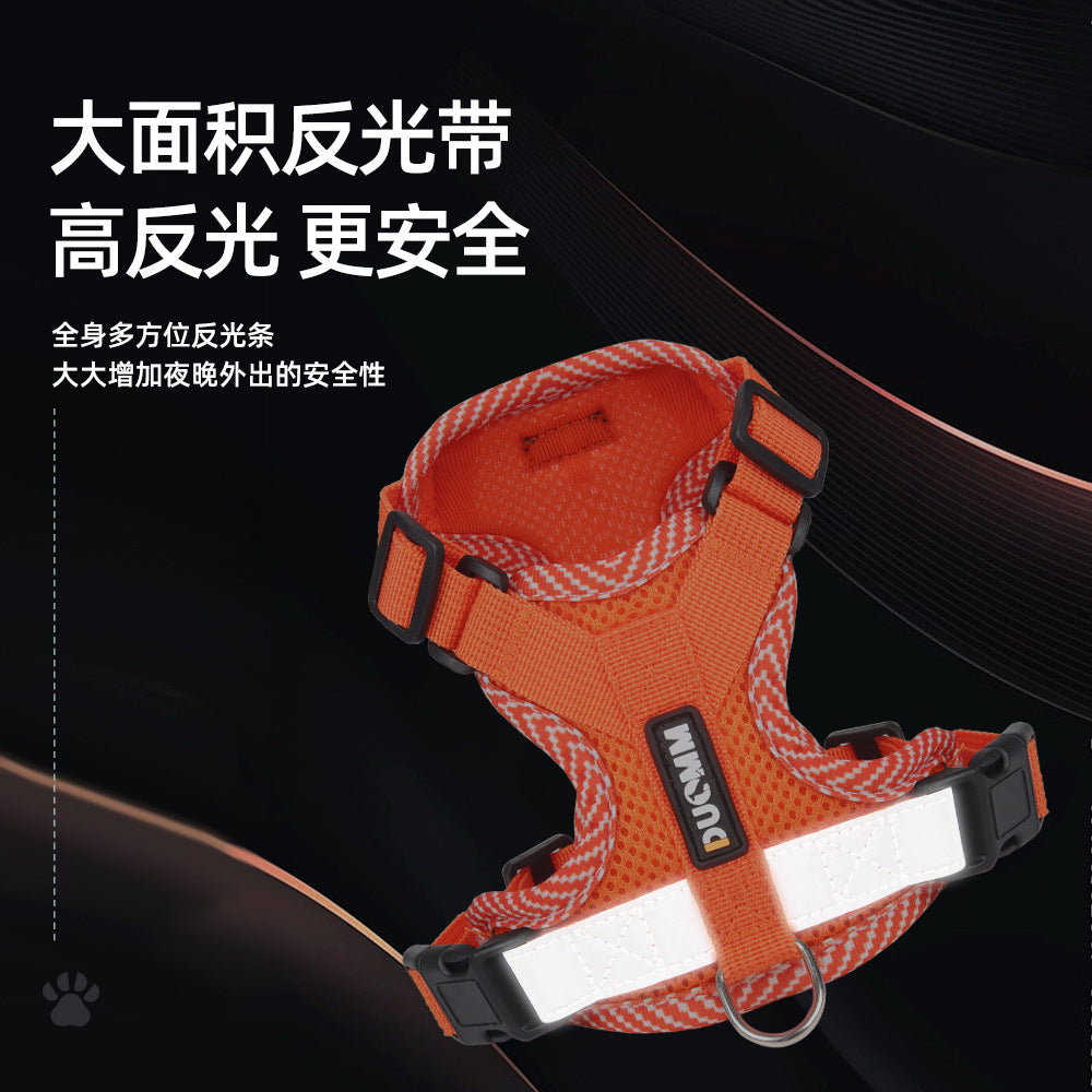 Adjustable Mesh Dog Harness with Reflective Strips