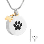 Paw Print Pet Memorial Pendant with Bone Charm