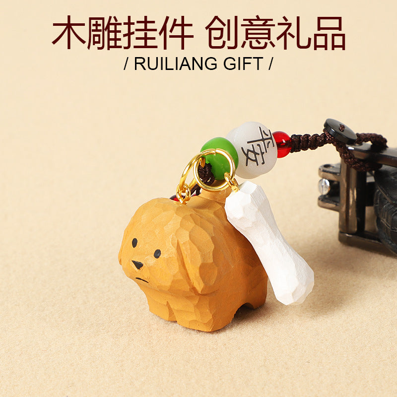 Carved Wooden Dog Charm – Design Options