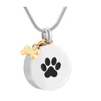 Paw Print Pet Memorial Pendant with Bone Charm